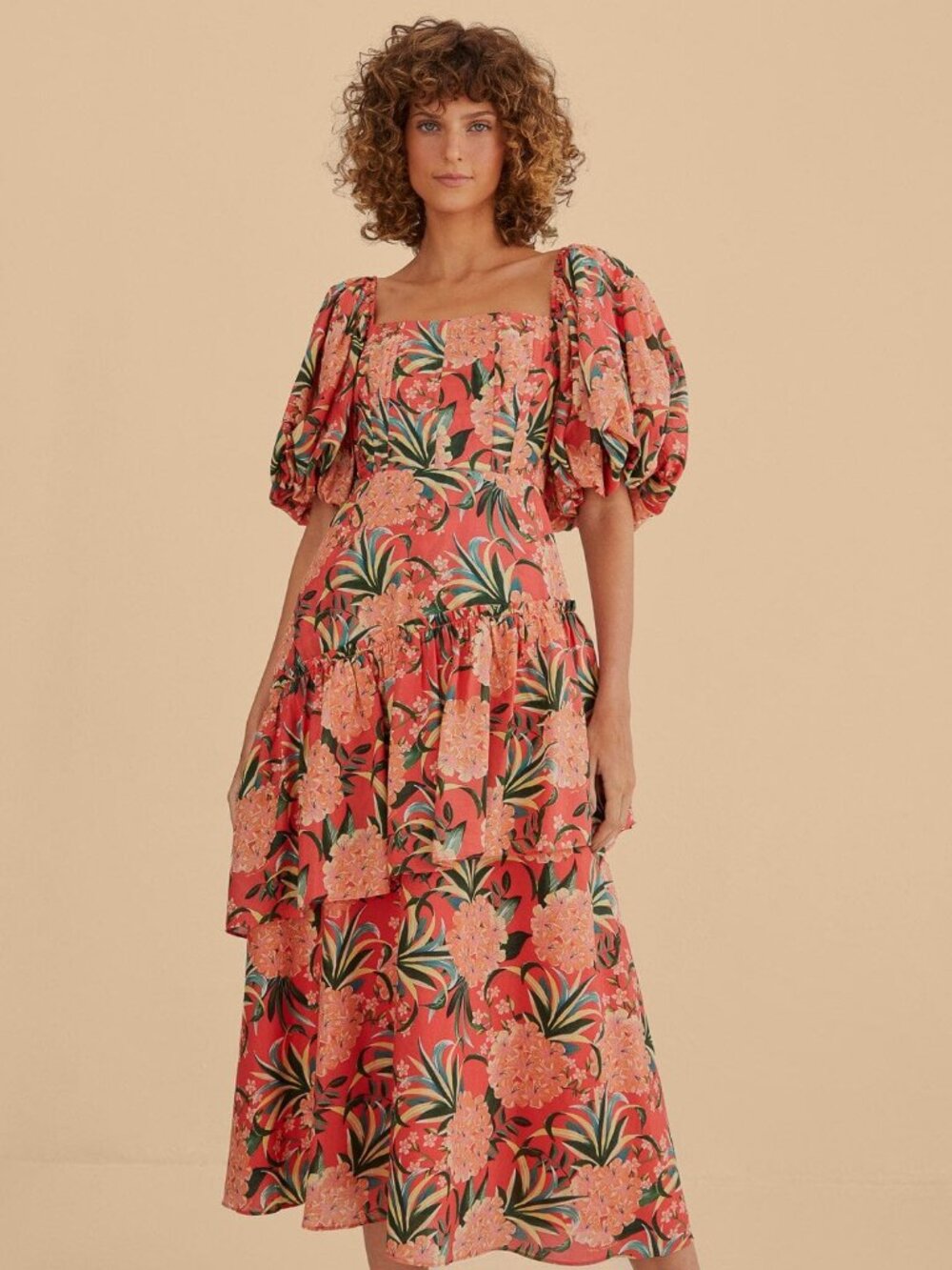 Farm Rio Anthropologie Pineapple Bloom Midi Dress NWT